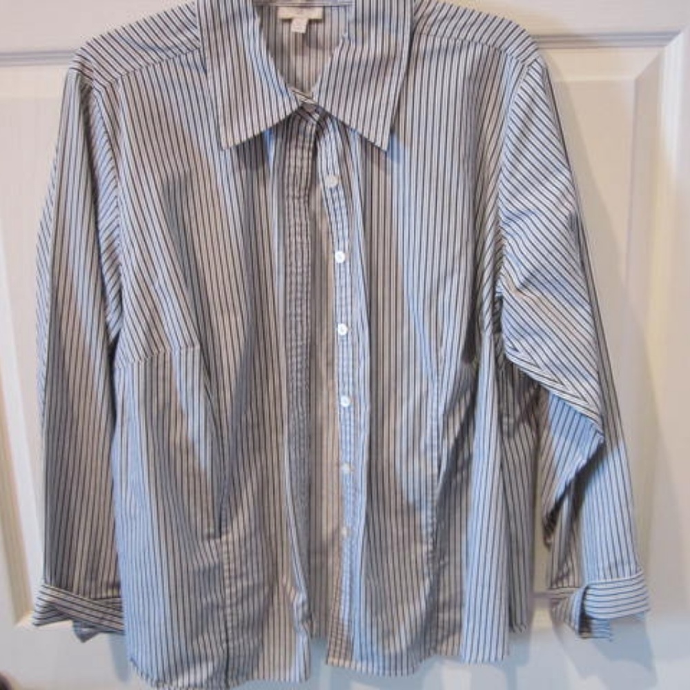 Talbots blouse size 1X black and white